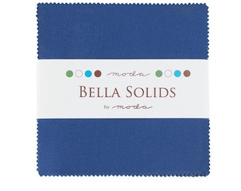 Bella Solids Charm Pack - Blue (9900PP-48) by Moda On Sale