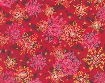 Holiday Flourish Wide Backing SRKDX-20788-3 Red Snowflake - Priced/Sold by the Half Yard