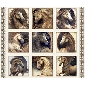 Stallion Song - Pannello con toppe raffiguranti cavalli di grandi dimensioni 29934-E /