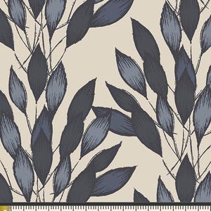 Brushed Leaves Gris Canvas by Amy Sinibaldi For Art Gallery Fabrics 58&quot; | Priced by the Half Yard