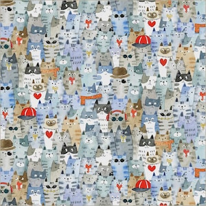 Vorbestellung: Katzen Rund Stadt Sue Miano 54998-2 Dusty Blue für Windham Preis pro halber Yard Erwartet im Januar 2026