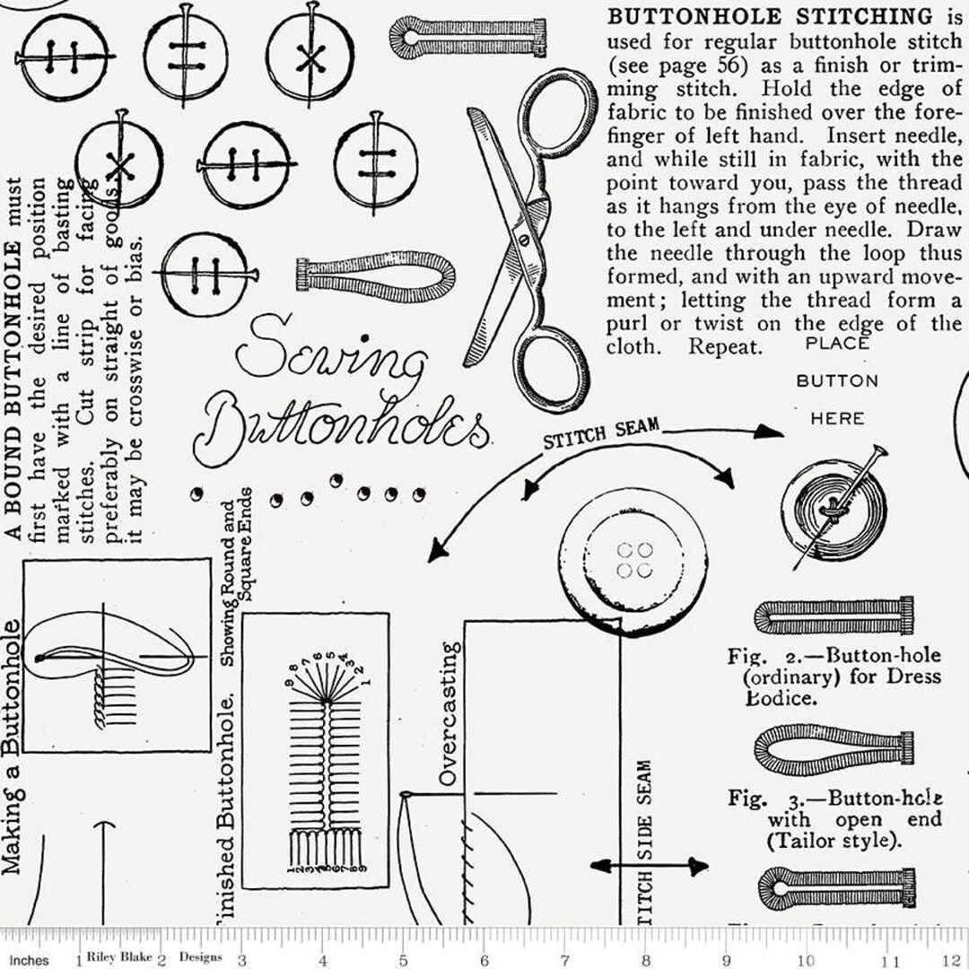 Sewing Design Notes Sewing Button Notes Canvas Fabric: Home Decor Cotton by J. Wecker ...