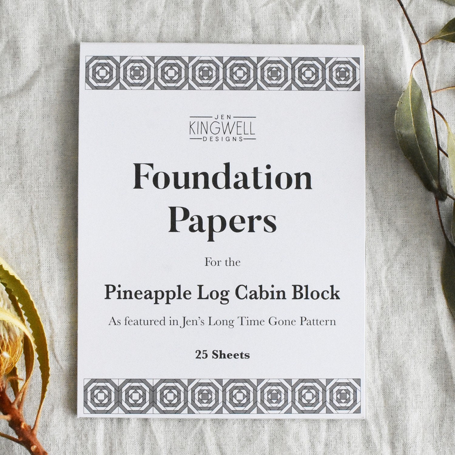 Pineapple Log Cabin Block Foundation Papers as featured in Jen's Long Time Gone Pattern # JKD-8885