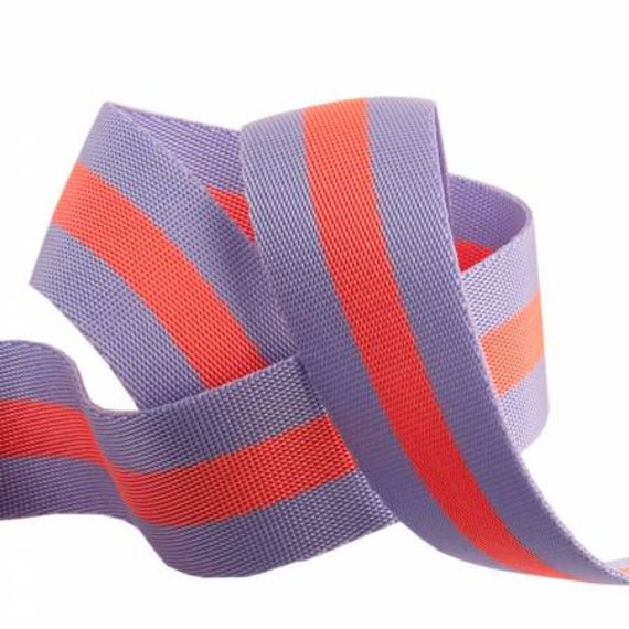 Stripe Webbing: Lavender & Beige Stripe Webbing: Lavender & Beige