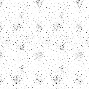 Könnte beinhalten: Ein nahtloses Muster aus kleinen schwarzen Quadraten, die über einen weißen Hintergrund verstreut sind. Die Quadrate sind in einem zufälligen Muster angeordnet, wodurch eine subtile Textur entsteht.
