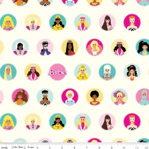 Barbie World Barbie Main Print in Cream CD15020 | Priced/Sold in Half Yard