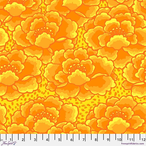 Tonal Floral by Kaffe Fassett for Free Spirit Yardage PWGP197 Gold Priced by the Half Yard