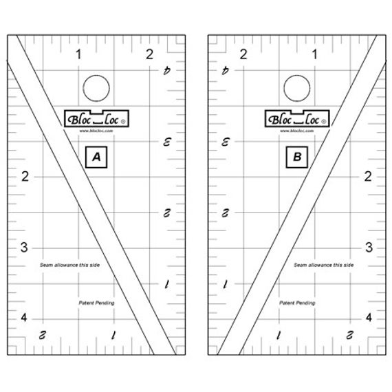 Bloc Loc Half Rectangle Triangle HRT Mini Ruler Set 2:1 Ratio 2.5 X 4.5 