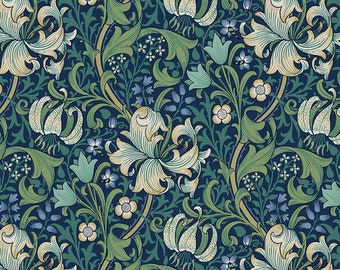 Meadowmere Golden Lily in Navy Priced by the Half Yard