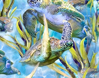 Turtle Odessey Sea Turtles | 29433-B | Priced by the Half Yard