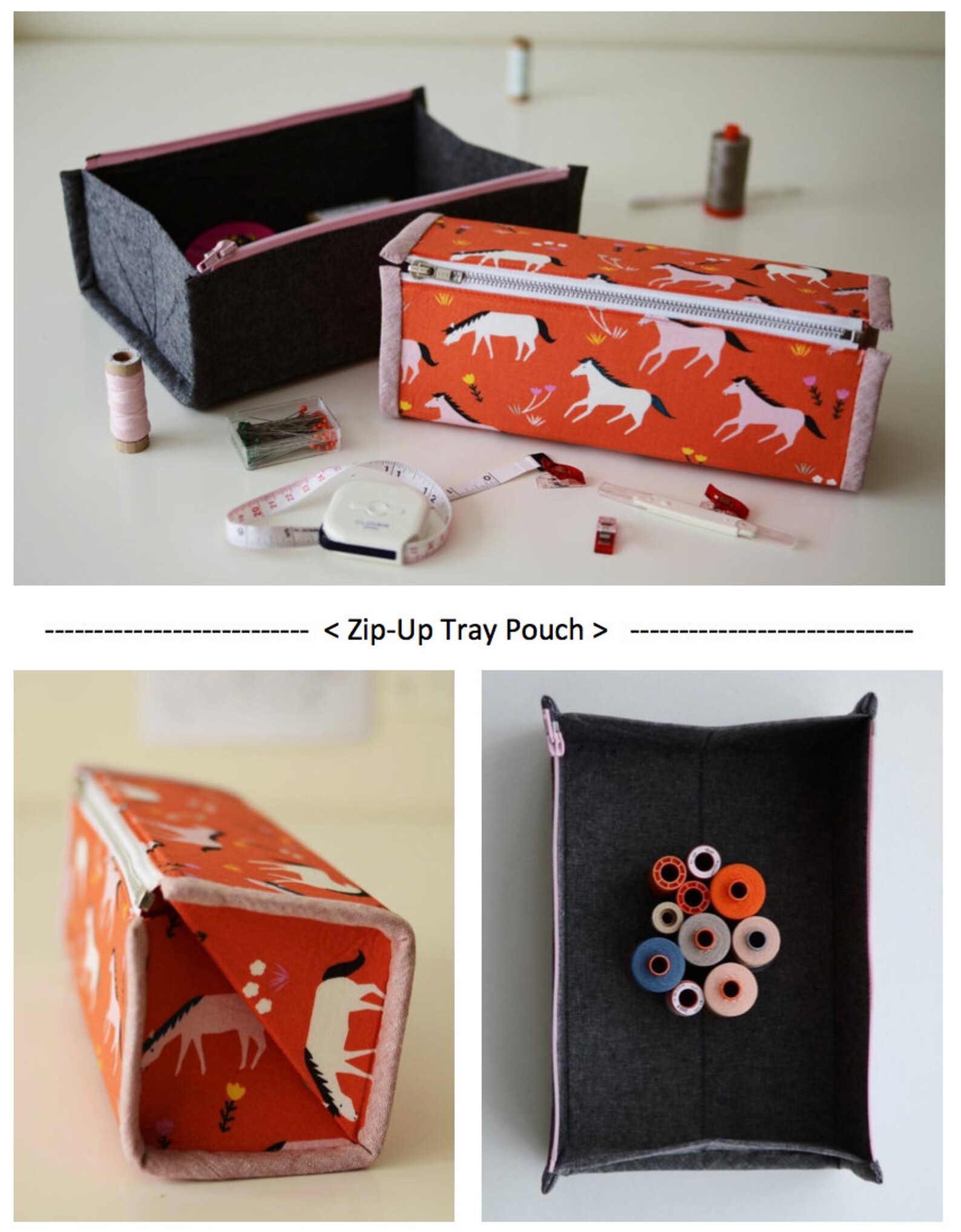 Zip up Tray Pouch Pattern by Aneela Hoey paper Pattern Etsy
