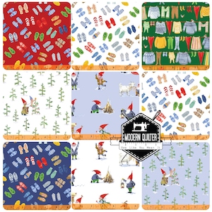 Winter Gnomes by Windham Fabrics Half Yard  Bundle 8 Prints