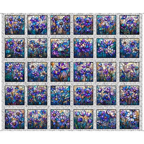 Preorder: Mosaic Blooms Panel 31483-K Stained Glass Look from Quilting Treasures Expected November 2025