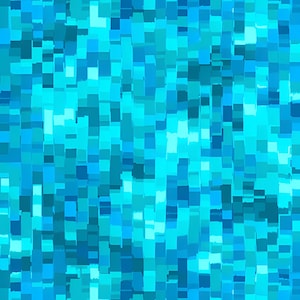 May include: Abstract digital artwork with a mosaic-like pattern. The design features a variety of blue shades, from light turquoise to deep navy, arranged in vertical rectangular shapes. The overall effect is a textured, pixelated appearance.