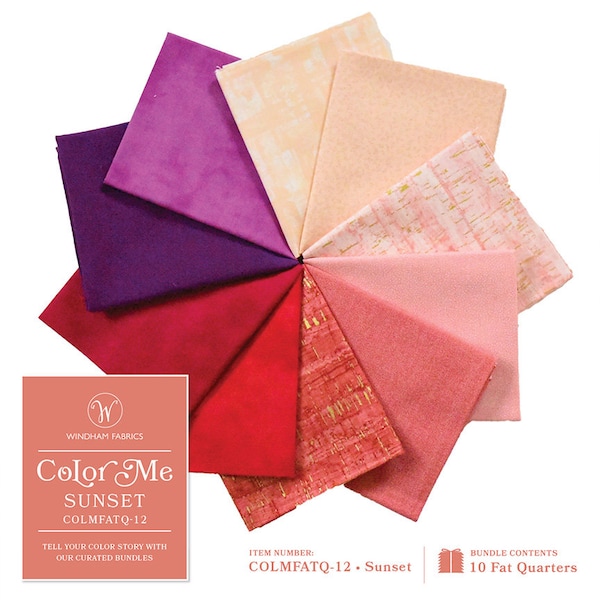 Colour Me Sunset prédécoupé Fat Quarter Bundle par Windham | COLMFATQ-12 | 10 tirages