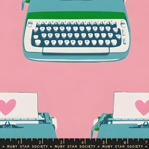 Best Day Ever Typewriter in Canvas RS0108 19L | Priced by the Half Yard