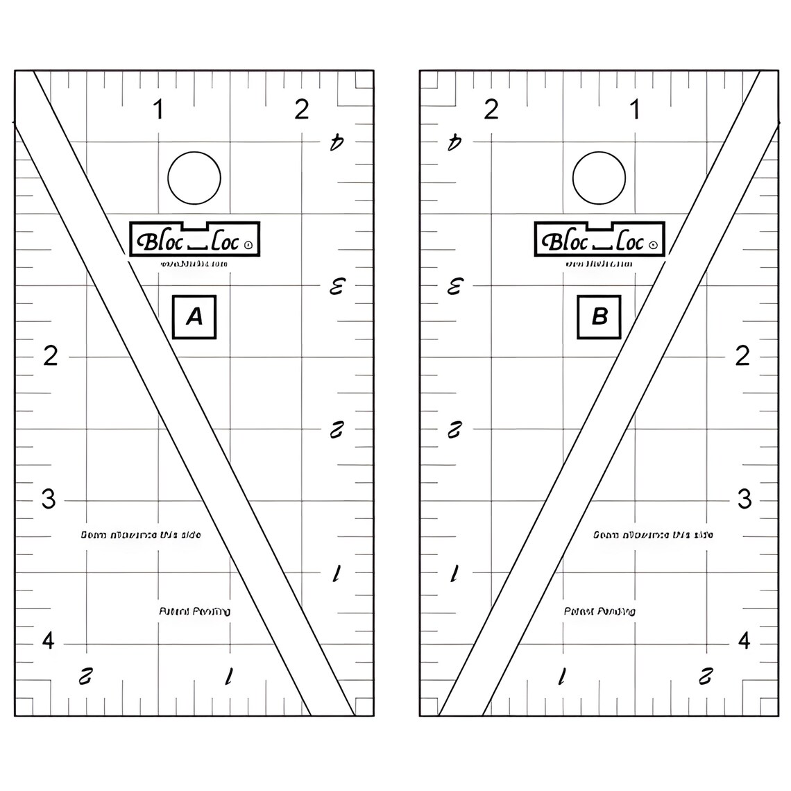 Hi Loc Ruler Bloc Loc Half Rectangle Triangle (HRT) Mini Ruler Set | 2:1 Ratio | 2.5 ...