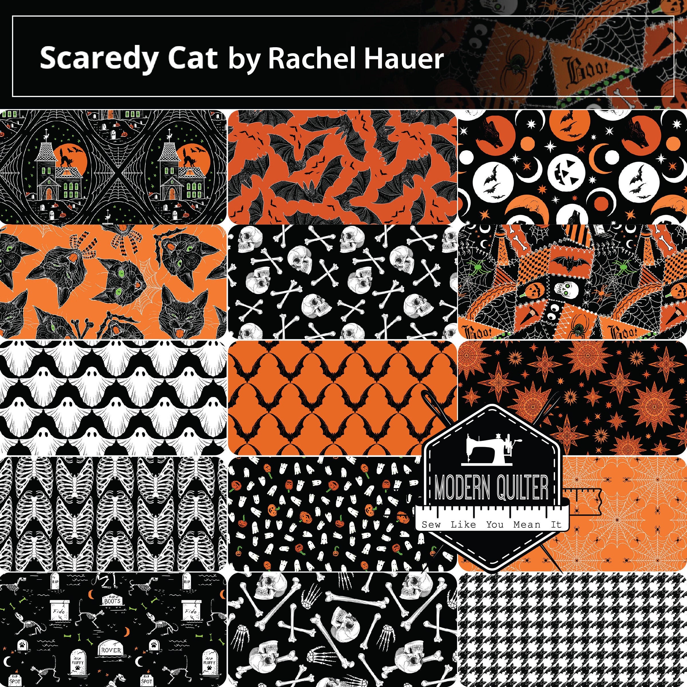Scaredy Cat Main in Gray - Bunbury Fabrics