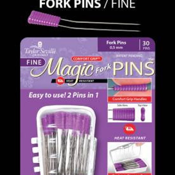 Magic Flathead Fork Pins by Taylor Seville | Pack of 30 Pins | Heat Resistant | Comfort Grip