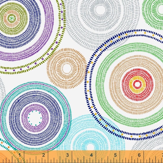 Wideback by Windham Fabrics  Circles Rainbow 52474 2 -   Half Yard