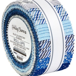 Holiday Charms Blue Colorstory Rollup RU-985-40 2.5&quot; Strips by Robert Kaufman