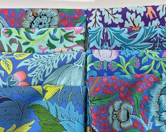 Kaffe Fassett x Original Morris & Co Blue Hand Selected Half Yard Bundle | 8 Prints