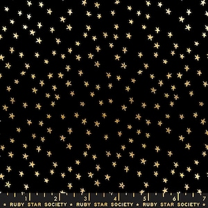 Starry Mini Black with Gold Stars RS4110 27M for Ruby Star Society | Priced by the Half Yard
