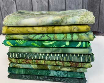 Batik Greens Fat Quarter Bundle - 11 Prints