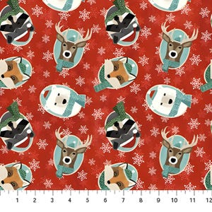 Cotton Flannel Fabric Warmin' Up Winter Friends  Animals F2185-24 - Priced by the Half Yard
