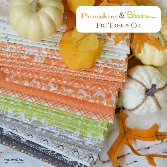 Moda Fabrics In Stock Ready to ship! 20420AB Pumpkins & Blossoms 38 Piece Fat Quarter Bundle by Fig Tree Quilts