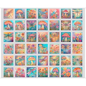 Spring Bling Butterfly Floral & Mushroom 30768-K by Quilting Treasures | Panel Size = 36&quot; x 43&quot;