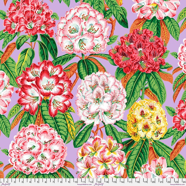 Kaffe Fassett August 2023 | Rhododendrons PWPJ124.lavender | Priced/Sold in Half Yard Increments