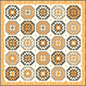 Pumpkins & Blossoms Kit featuring the Harvest Moon Pattern by Fig Tree Quilts 72" x 72"