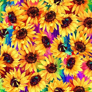 Girasoles en paquete FLORA CD3303 de Chong A HWang para Timeless Treasures / Precio por media yarda