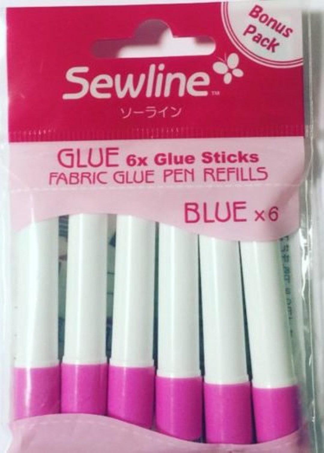 Premium Quality Sewline Multi Assorted Refill for Glue Pen Pink Blue Yellow  Fabrics Quilting Notion 6 Pack