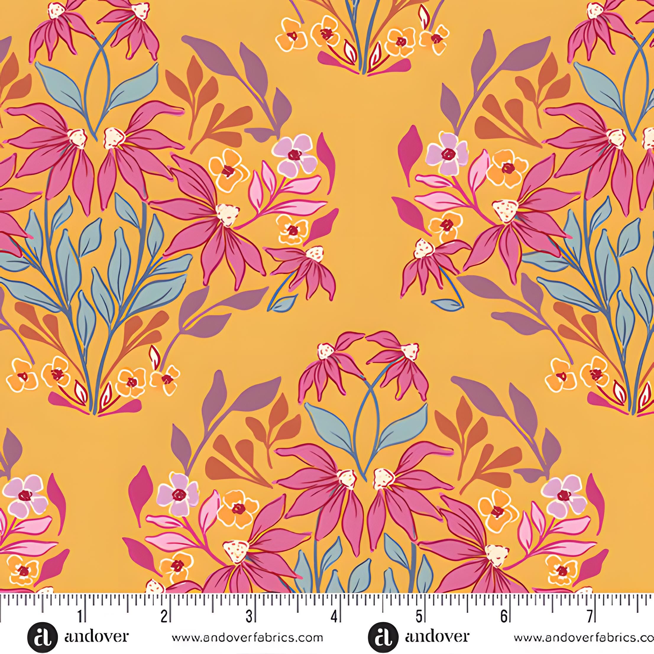 Sunset Cottage Meadow Yellow 10271 Y Yardage by Stephanie Organes - Etsy