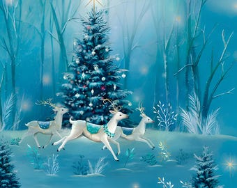Winter Wishes Winter Scenic Deer Forest Christmas 28854B