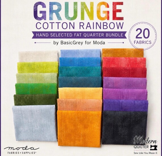 Grunge Cotton Rainbow Hand Selected  Fat Quarter Bundle by Basic Grey for Moda | 20 Fabrics