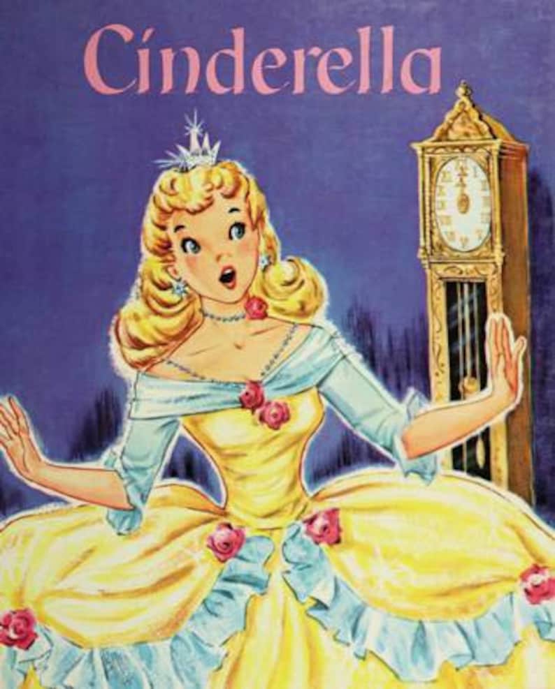 Vintage Storybook Cinderella Bw01490c1 Panel 36 X Etsy