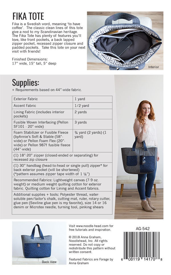 Fika Tote Pattern by Noodlehead