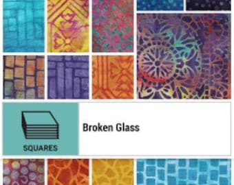 Island Batiks Broken Glass 10 Squares Pack (Aqua, Purple, Pink, Layer Cake) SQ-ISBBRG