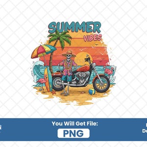 Summer Vibes PNG, Skeleton Beach PNG, Sublimation Design, Digital Download Png, Tropical Sunset PNG, Retro Summer png