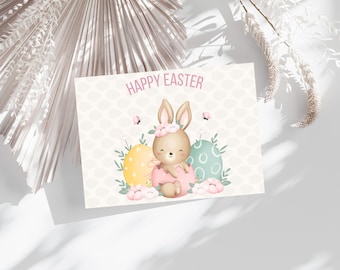 Printable Easter Bunny Card, DIY Easter Greeting (Digital Download)