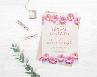 Floral Bridal Shower Invitation, Editable Template (Digital Download)