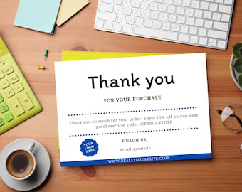 Printable Thank You Card Template, Editable Design (Digital Download)