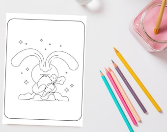 Wielkanocna kolorowanka dla dzieci, ilustracje zajączków i jajek (do pobrania w wersji cyfrowej)