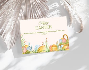 Printable Easter Card, Watercolor Eggs (Digital Download)