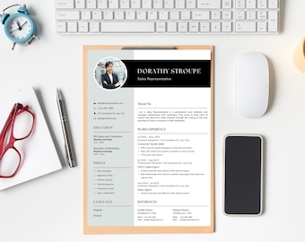 Plantilla de currículum moderna, diseño de CV profesional (descarga digital)