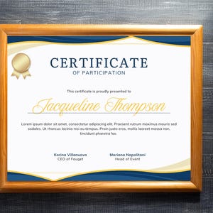 Editable Participation Award Certificate, Digital Download, Recognition Award, DIY Canva Template, Digital Certificate, Editable Template
