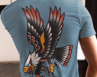 Traditional Eagle T-Shirt - American Tattoo Shirt - Vintage Ink Style Tee - Bold Eagle Tattoo Design - Classic Tattoo Art Tee